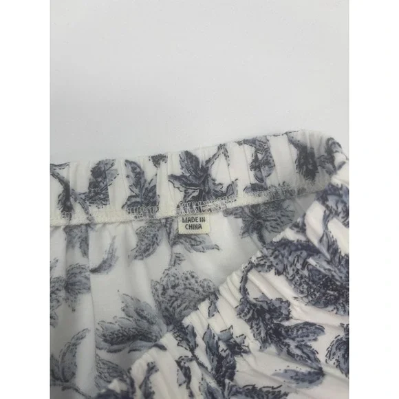Max Studio Floral Above Knee Mini Skirt Tiered Casual Women's Size S White Blue - Picture 8 of 12